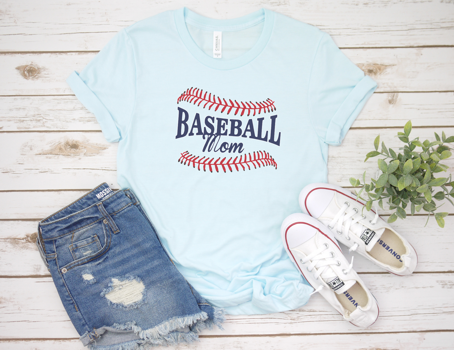 Baseball Stitched Mom T-Shirt