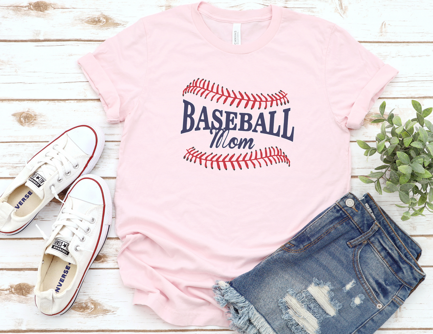 Baseball Stitched Mom T-Shirt