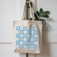 Blue Floral Checker Tote Bag – Recycled Cotton Everyday Canvas Tote