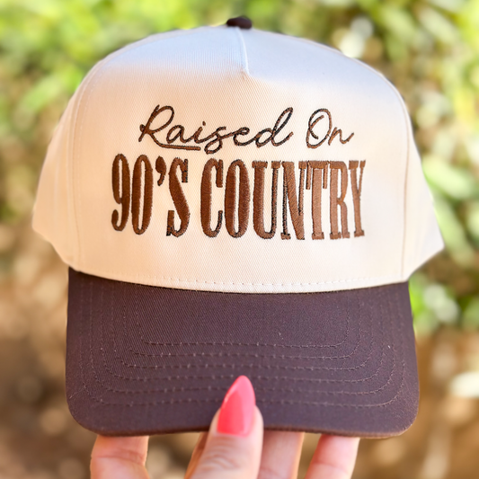 Raised on 90’s Country Hat – Embroidered Western Trucker Cap