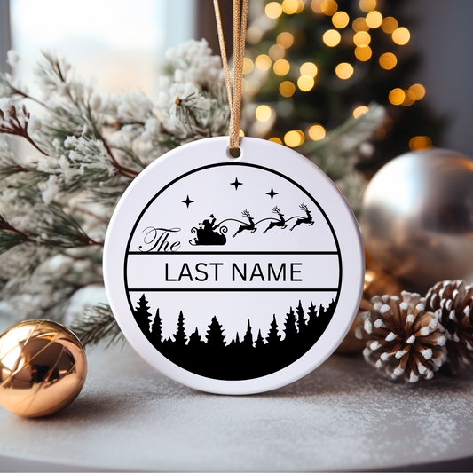 Personalized Ceramic Christmas Ornament with Family Last Name