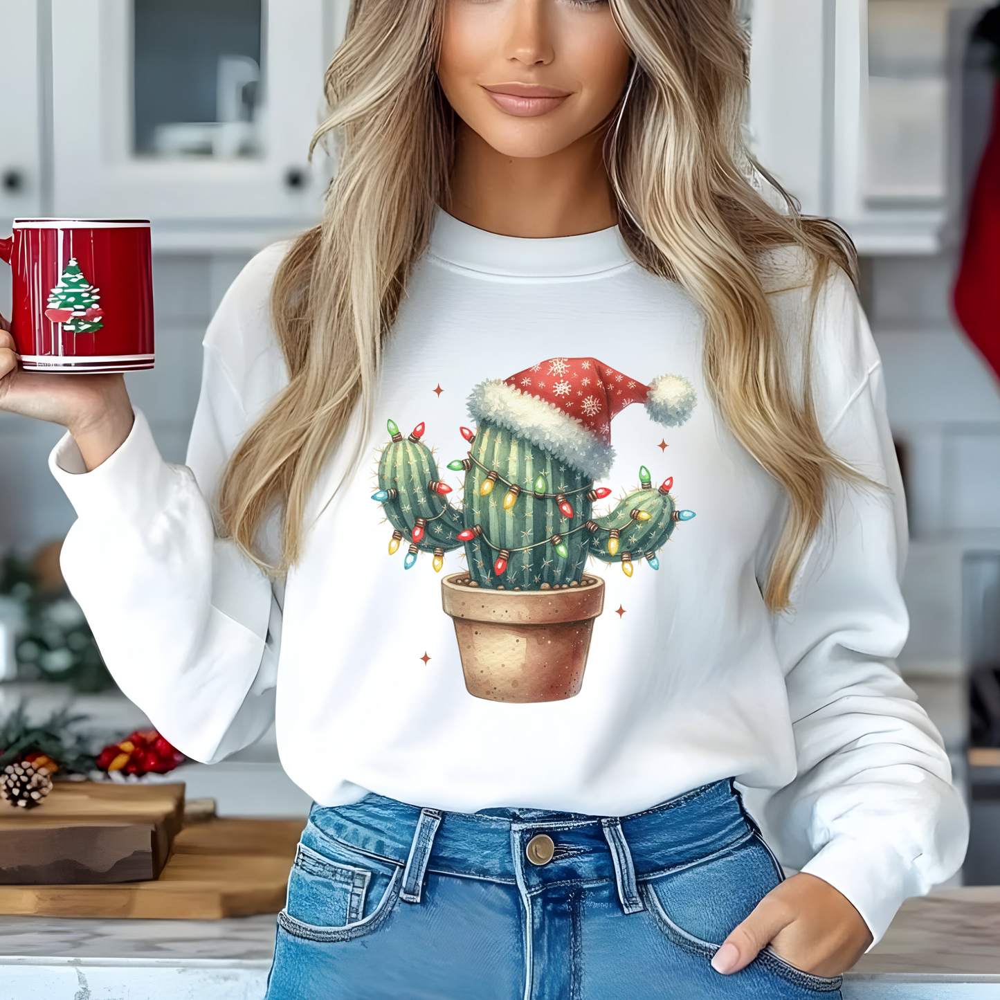 Merry Cactmas Christmas Cactus Crewneck Sweater