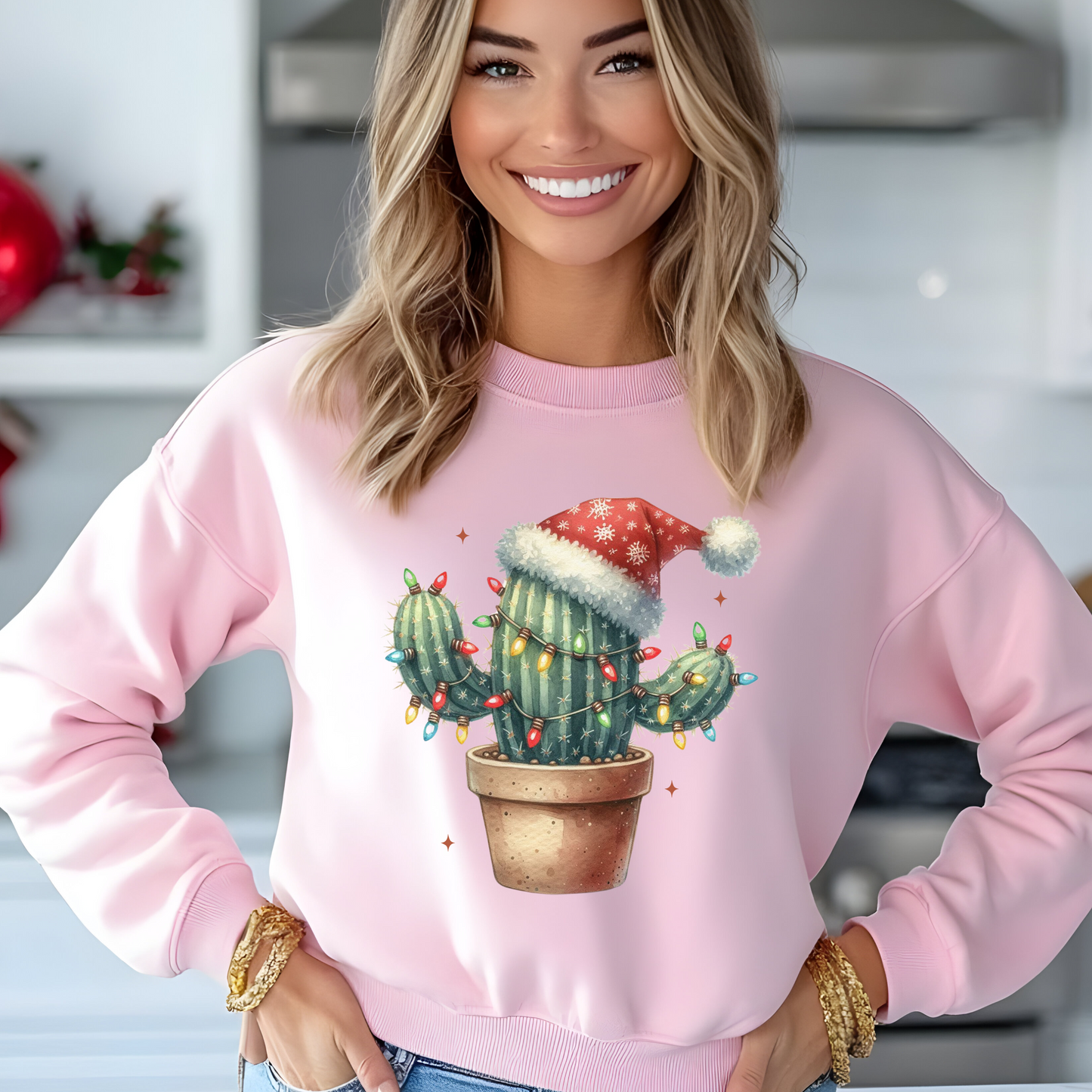 Merry Cactmas Christmas Cactus Crewneck Sweater