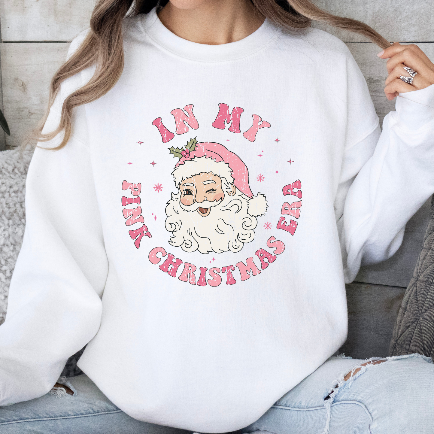 In My Pink Christmas Era Santa Crewneck Sweater
