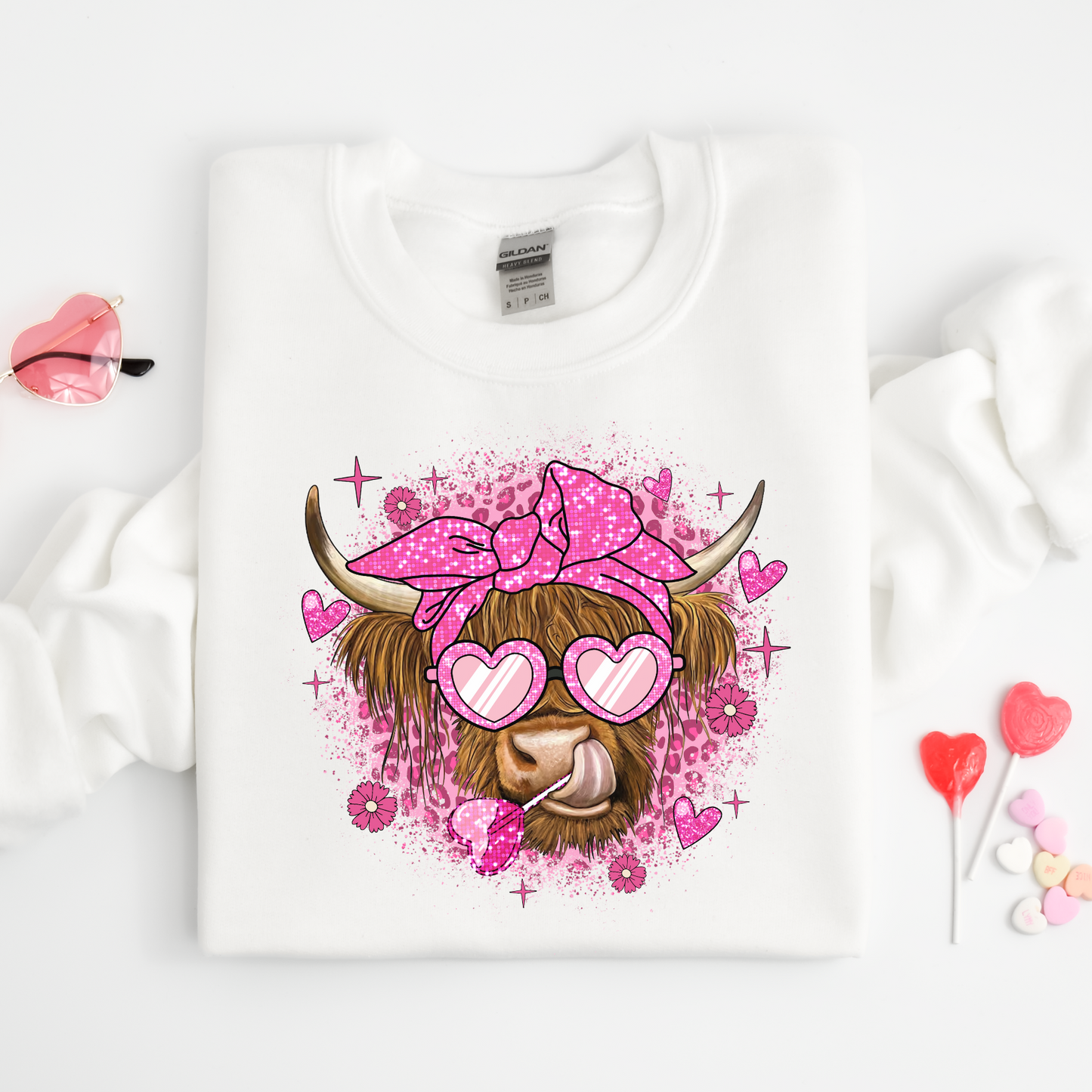 Highland Valentine's Day Cow Crewneck Sweater