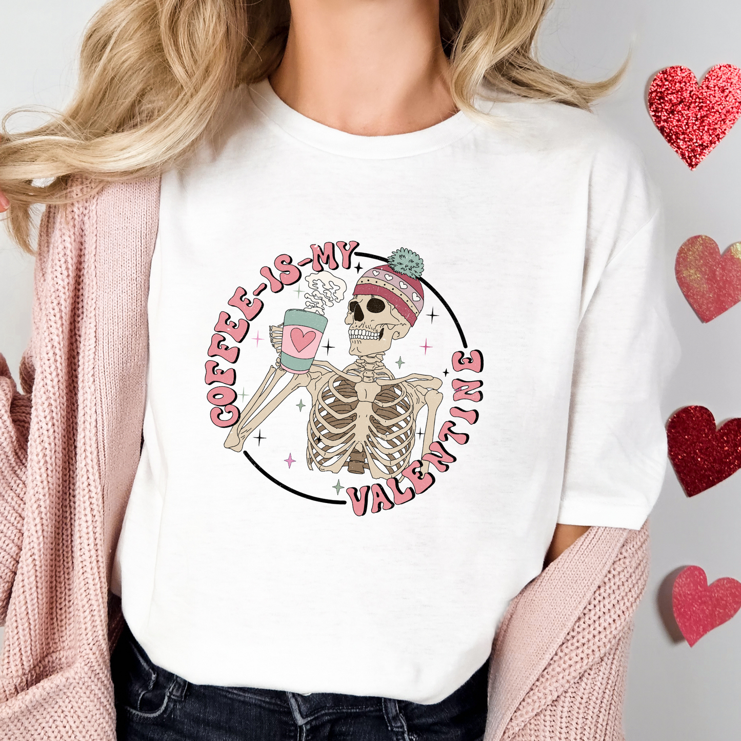 Coffee is My Valentine Skeleton T-Shirt