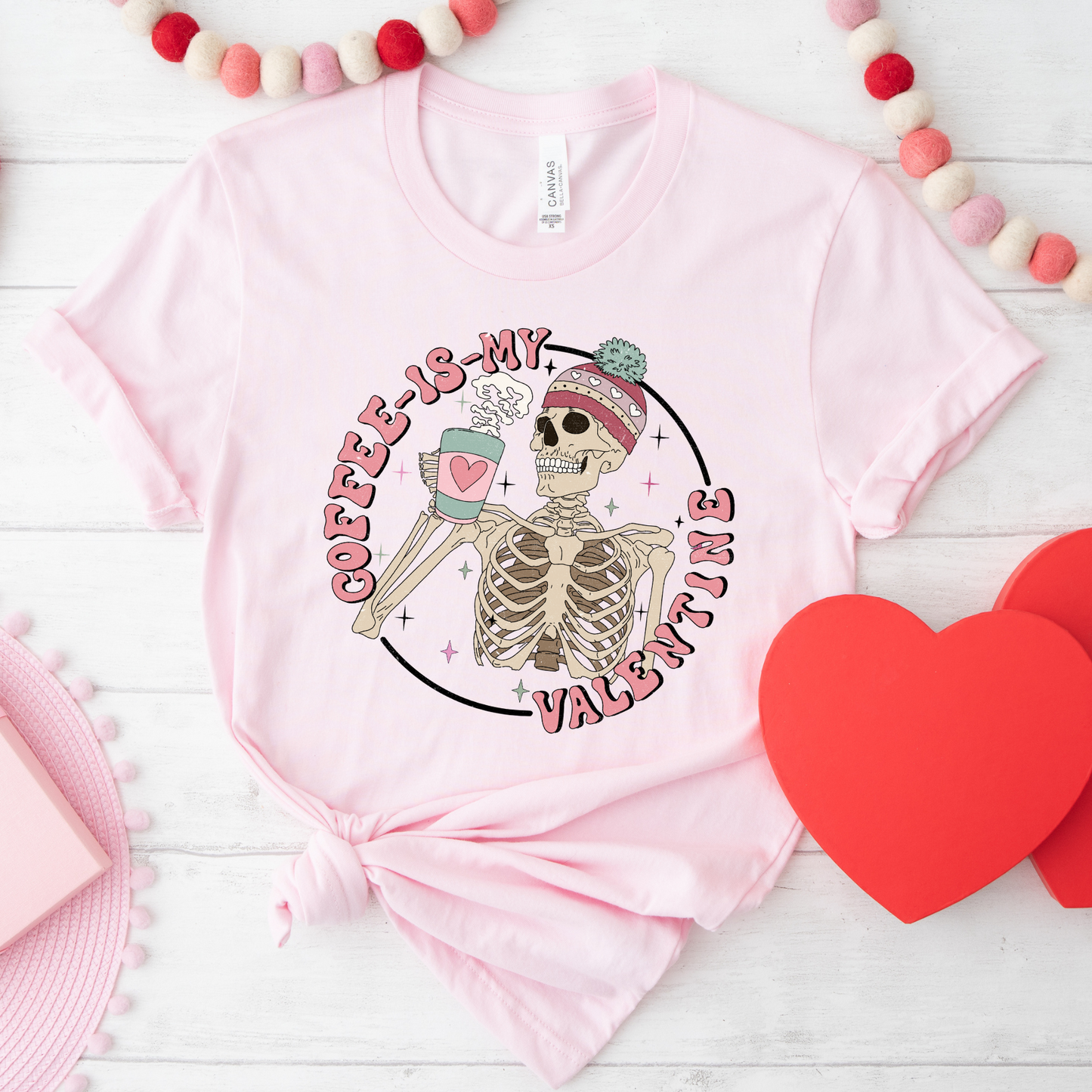 Coffee is My Valentine Skeleton T-Shirt