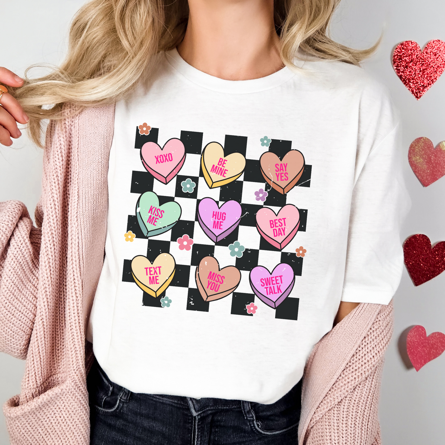 Distressed Valentines Conversation Hearts T-Shirt