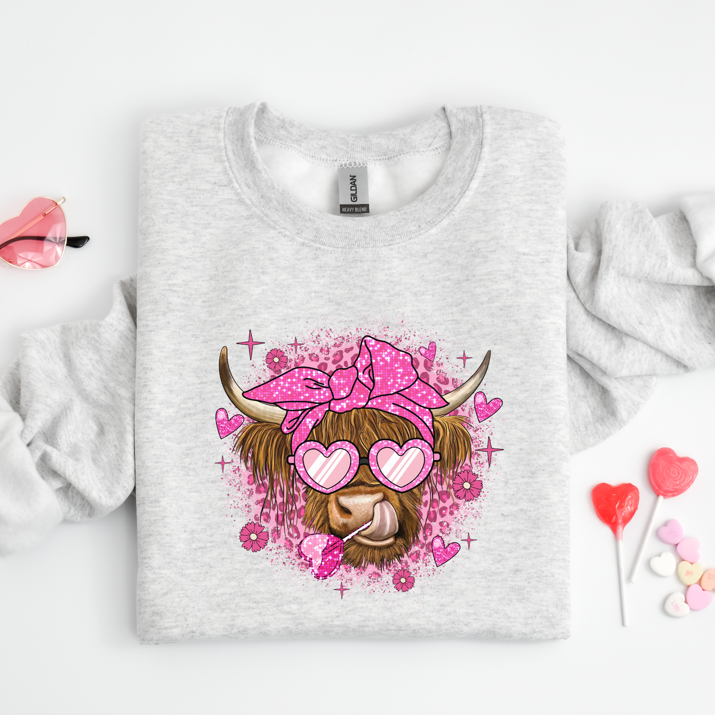 Highland Valentine's Day Cow Crewneck Sweater