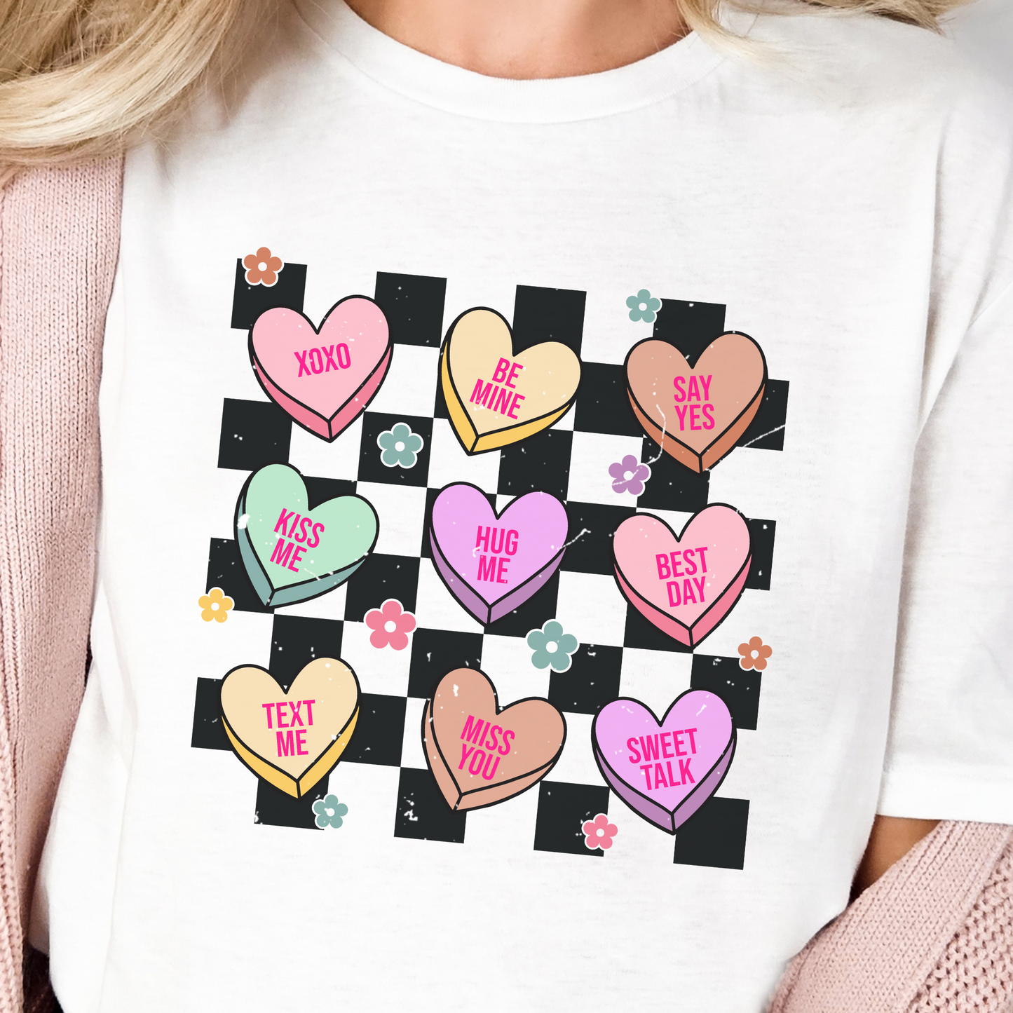 Distressed Valentines Conversation Hearts T-Shirt