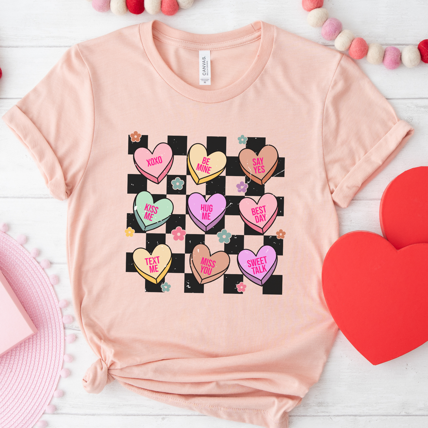 Distressed Valentines Conversation Hearts T-Shirt