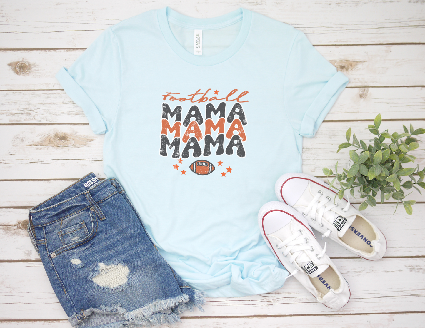 Vintage Print Football Mama T-Shirt