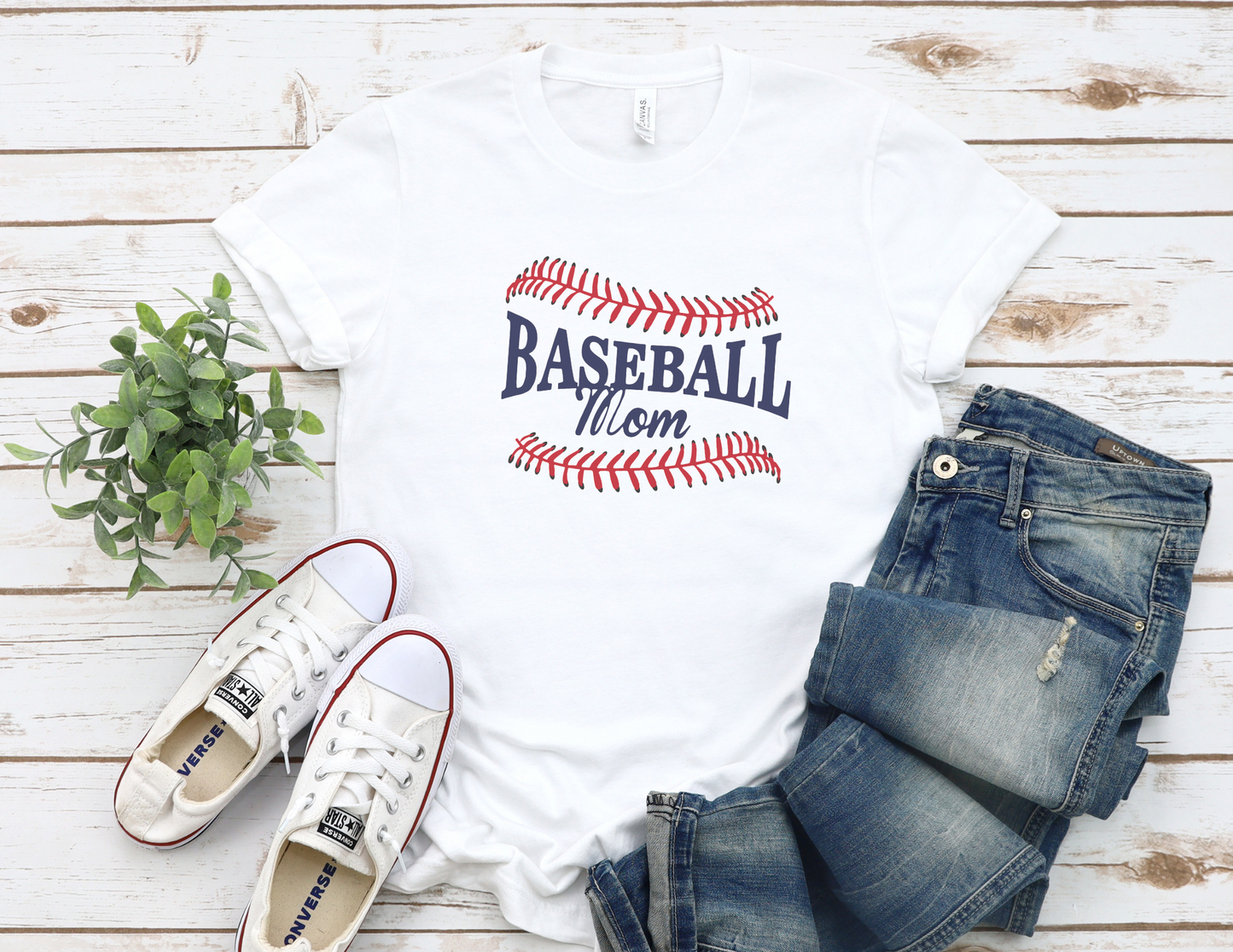Baseball Stitched Mom  T-Shirt