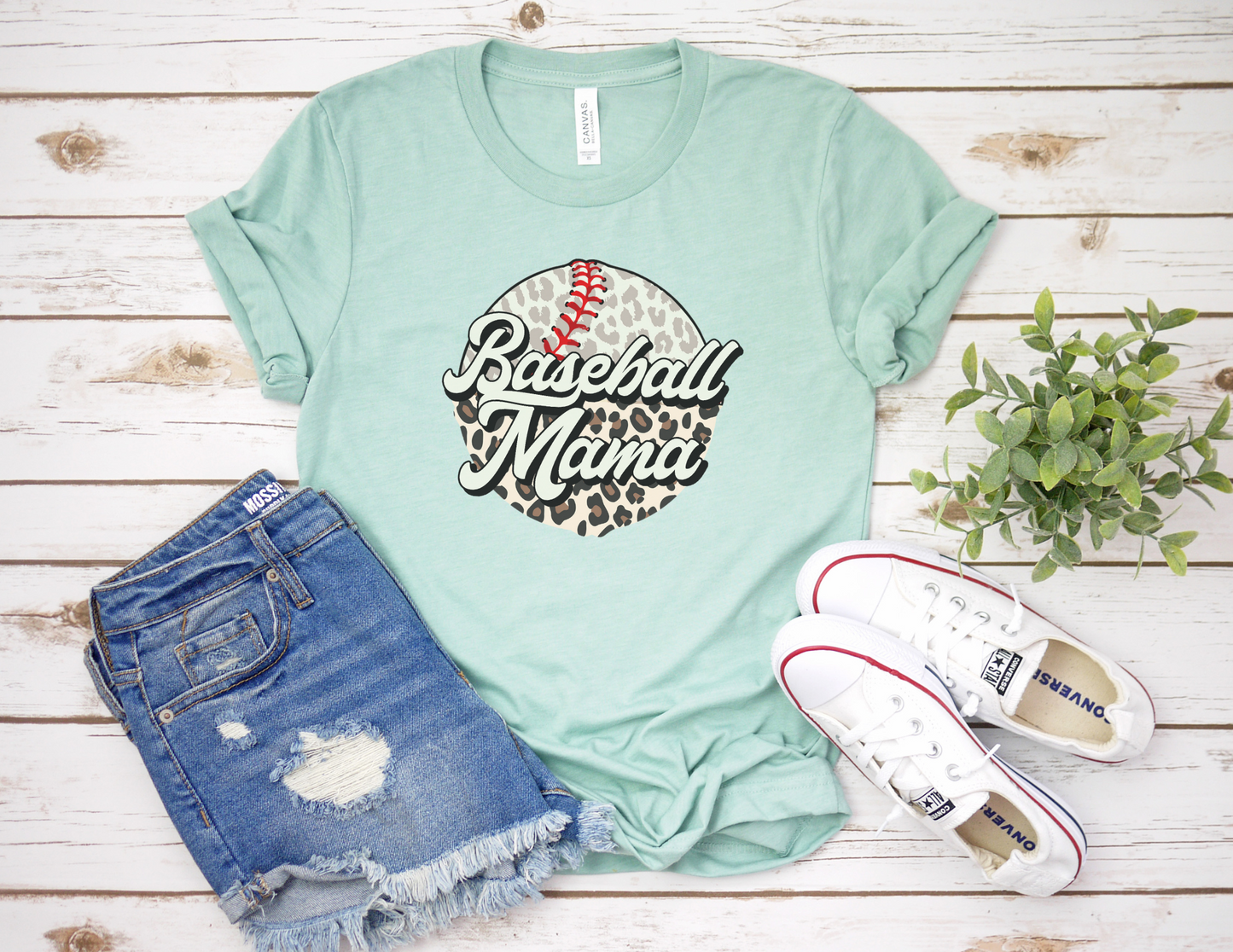 Baseball Mom Cheetah Baseball T-Shirt
