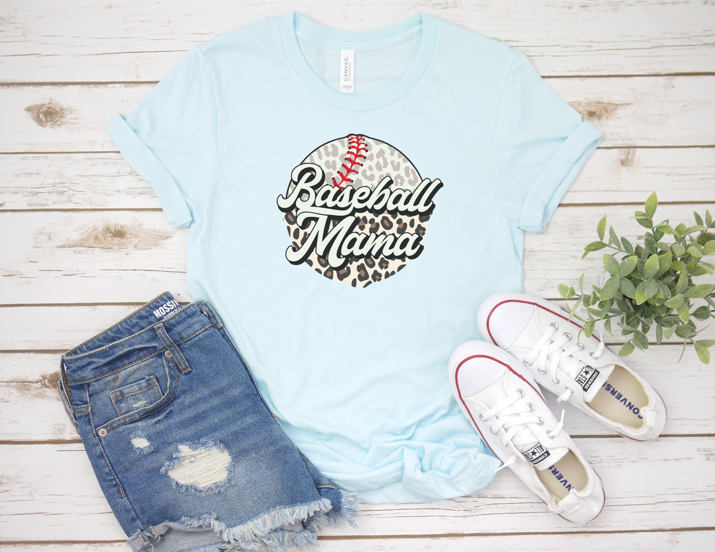 Baseball Mom Cheetah Baseball T-Shirt