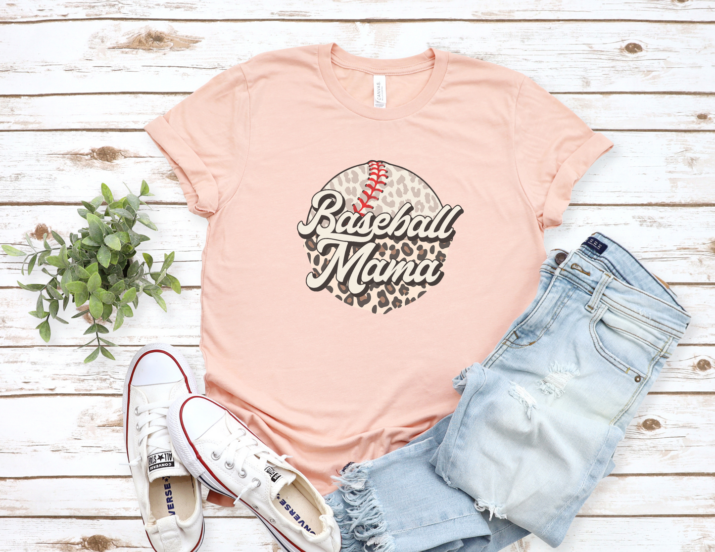 Baseball Mom Cheetah Baseball T-Shirt