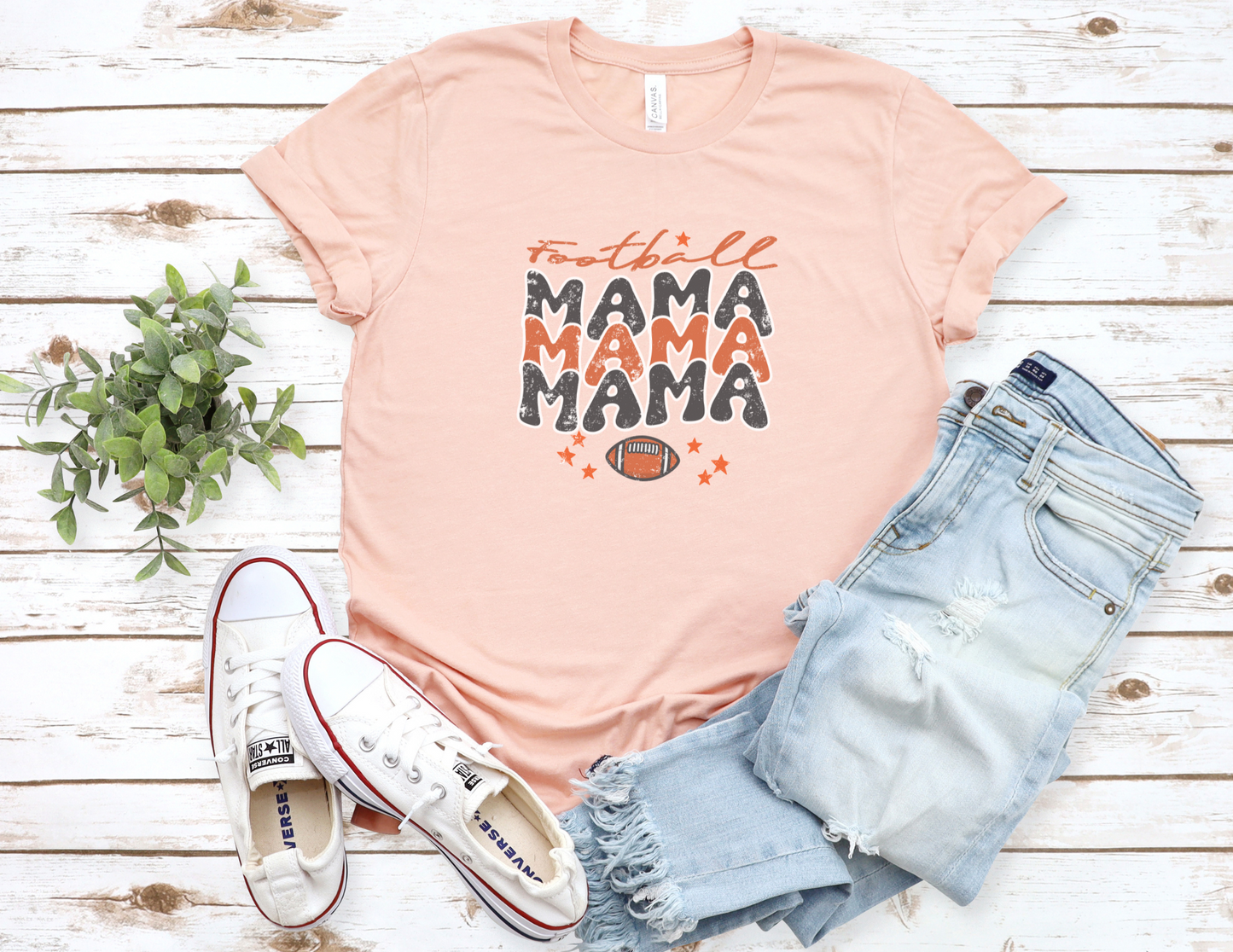 Vintage Print Football Mama T-Shirt