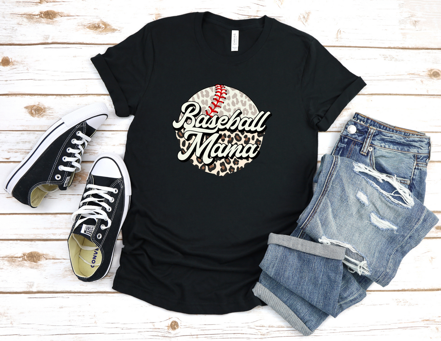 Baseball Mom Cheetah Baseball T-Shirt