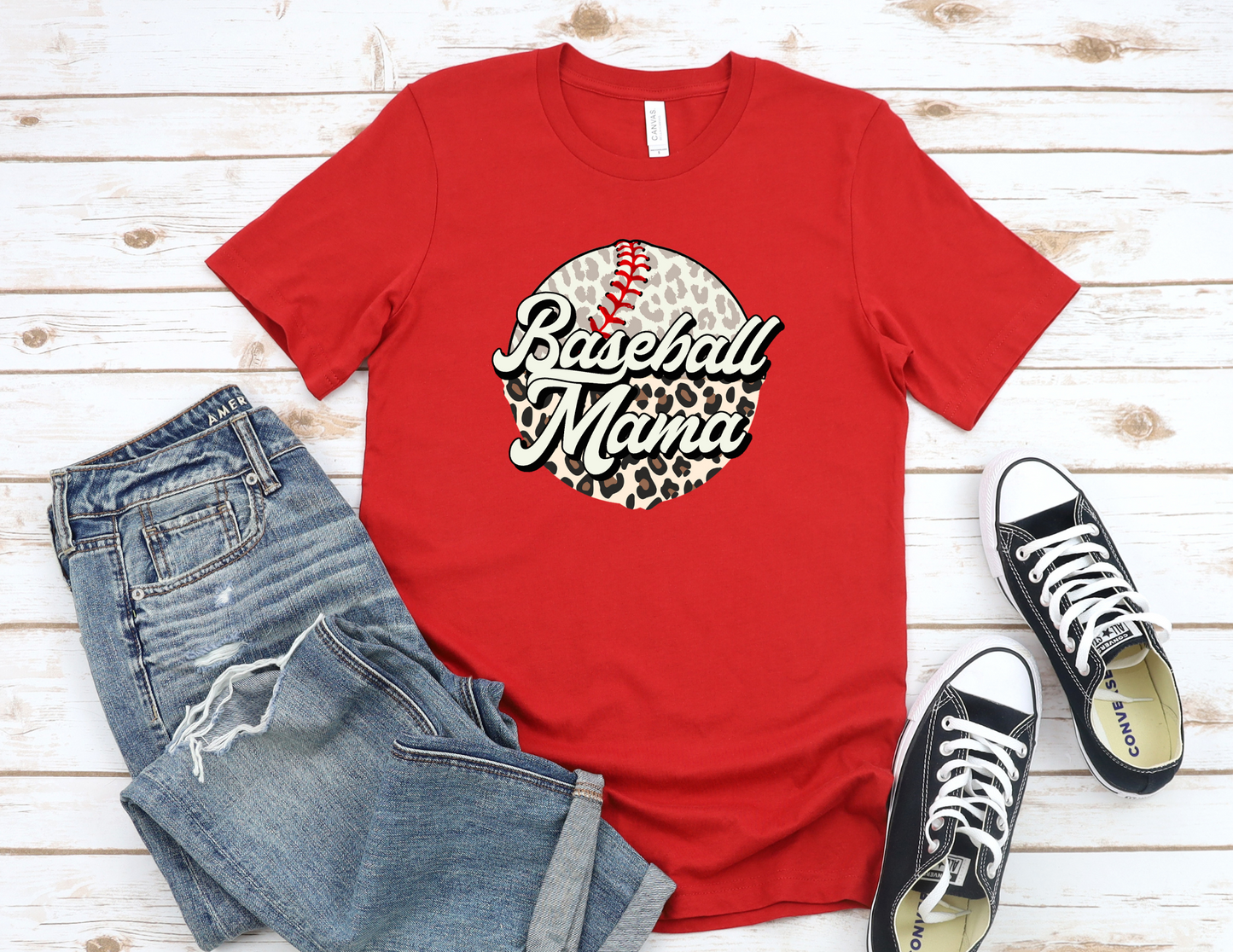 Baseball Mom Cheetah Baseball T-Shirt