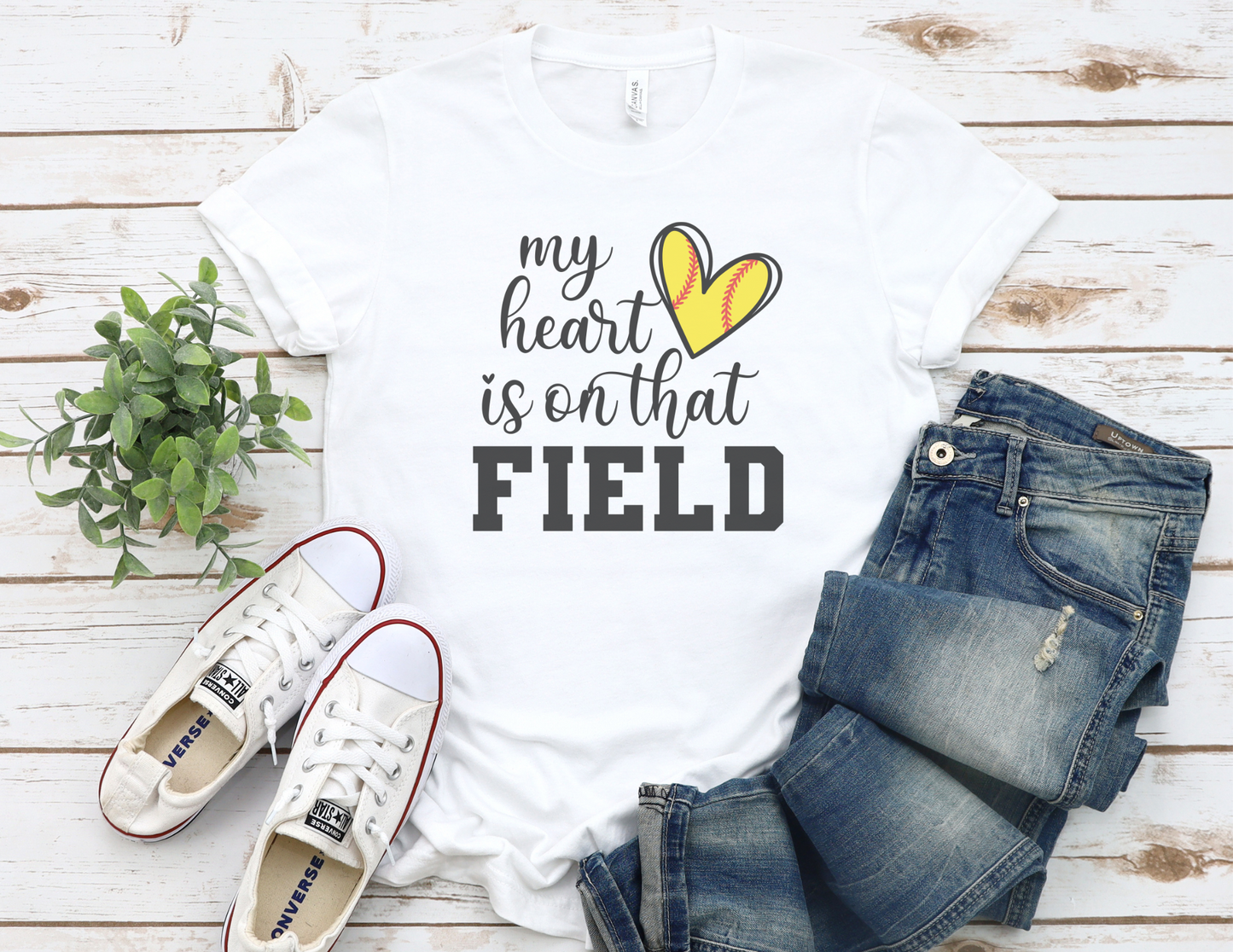 My Heart is On That Field Softball T-Shirt