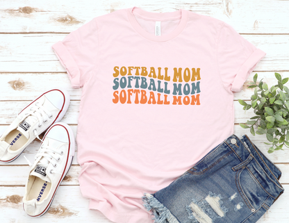 Wavy Softball Mom T-Shirt