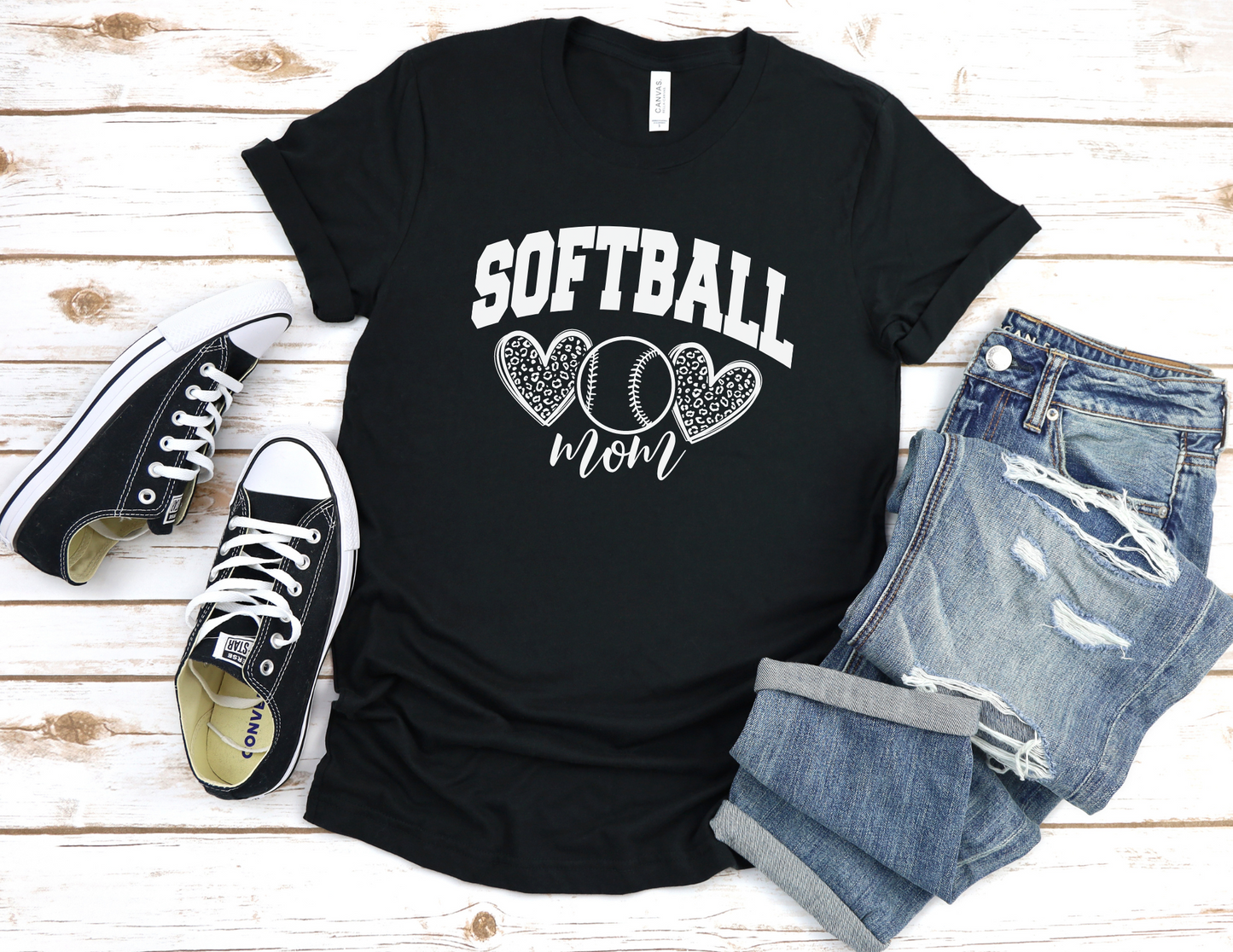 Cheetah Softball Mom T-Shirt