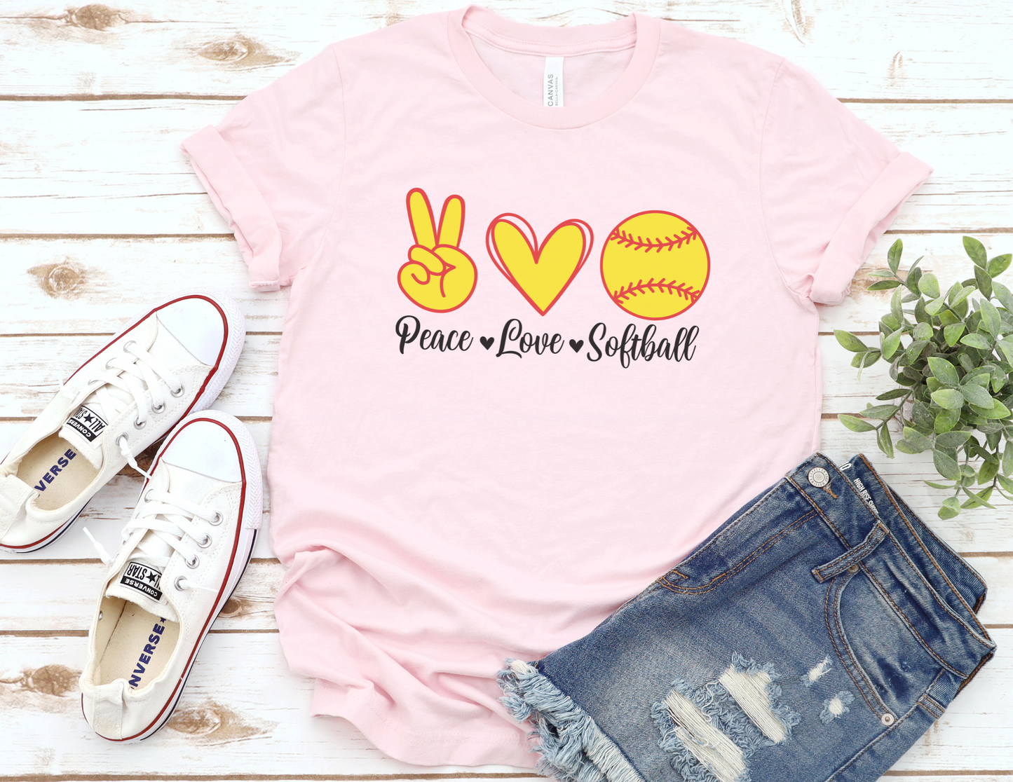 Love Peace Softball T-Shirt