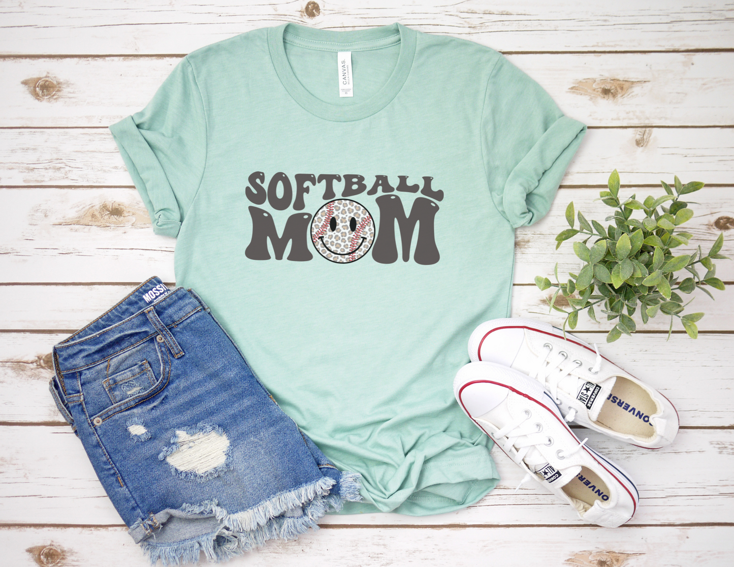 Vintage Groovy Softball Mom T-Shirt