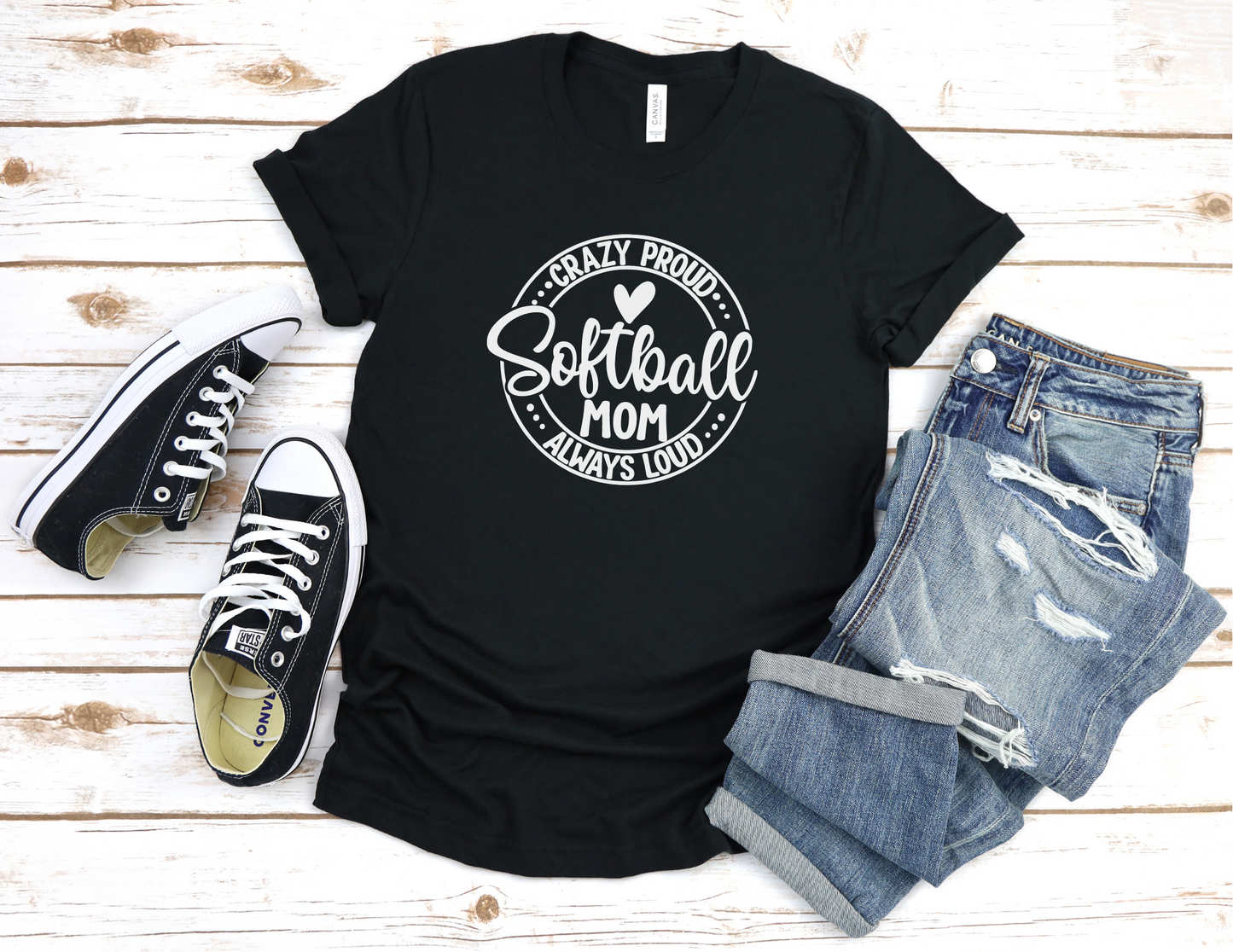 Crazy Loud Always Proud Softball Mom T-Shirt