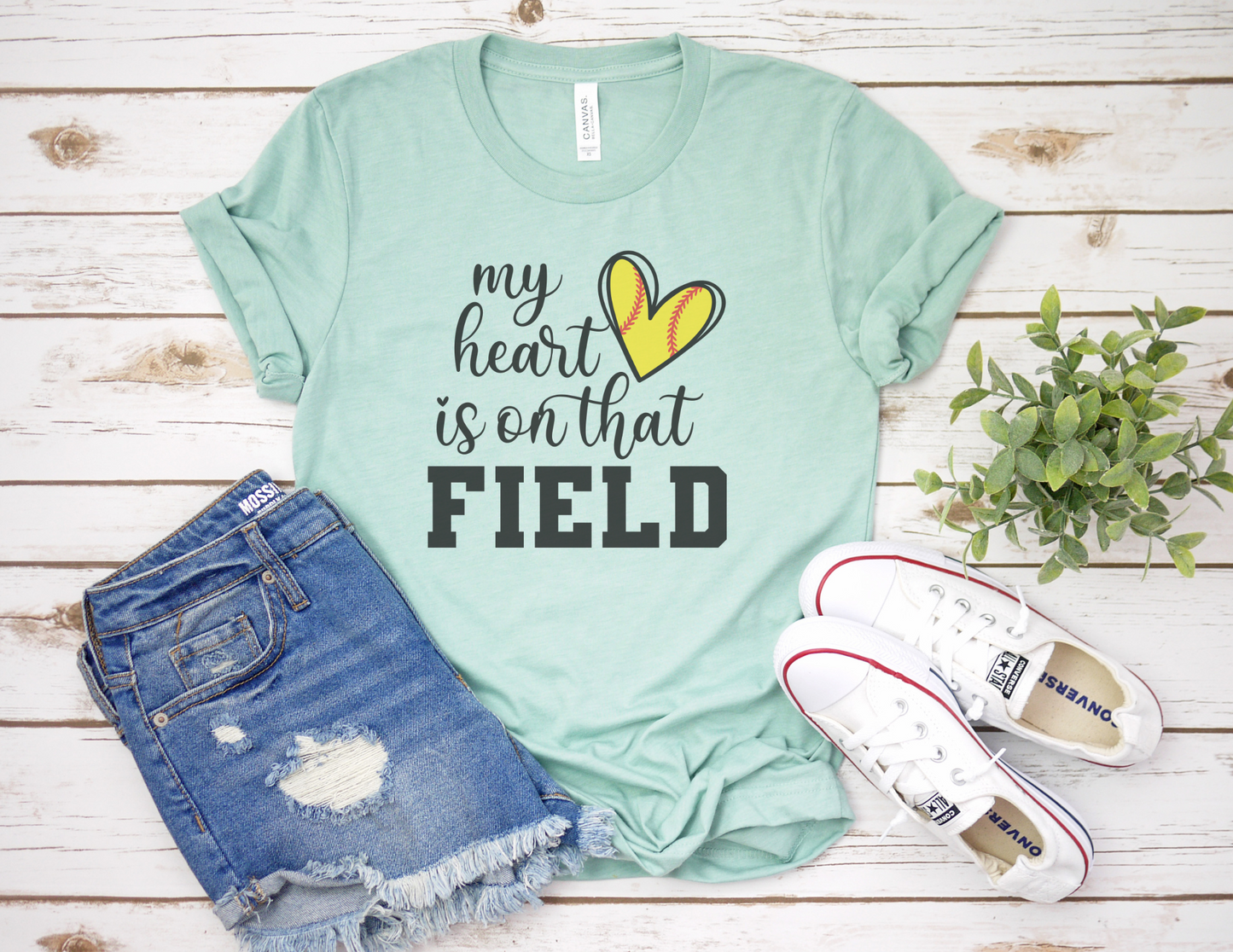 My Heart is On That Field Softball T-Shirt