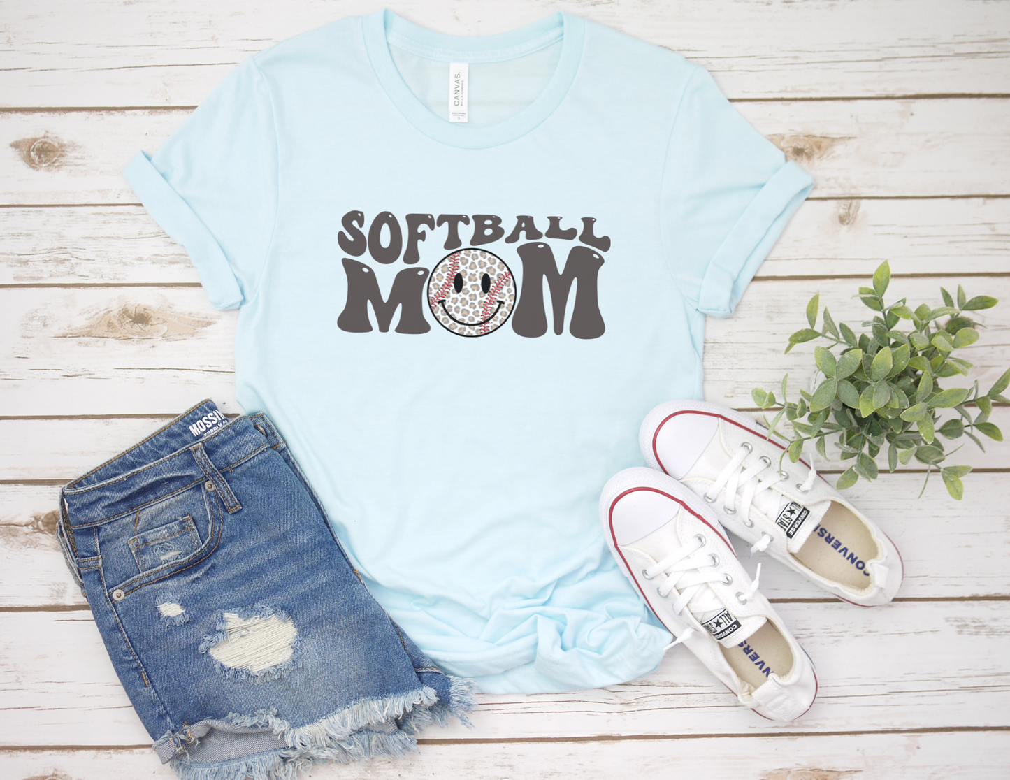 Vintage Groovy Softball Mom T-Shirt