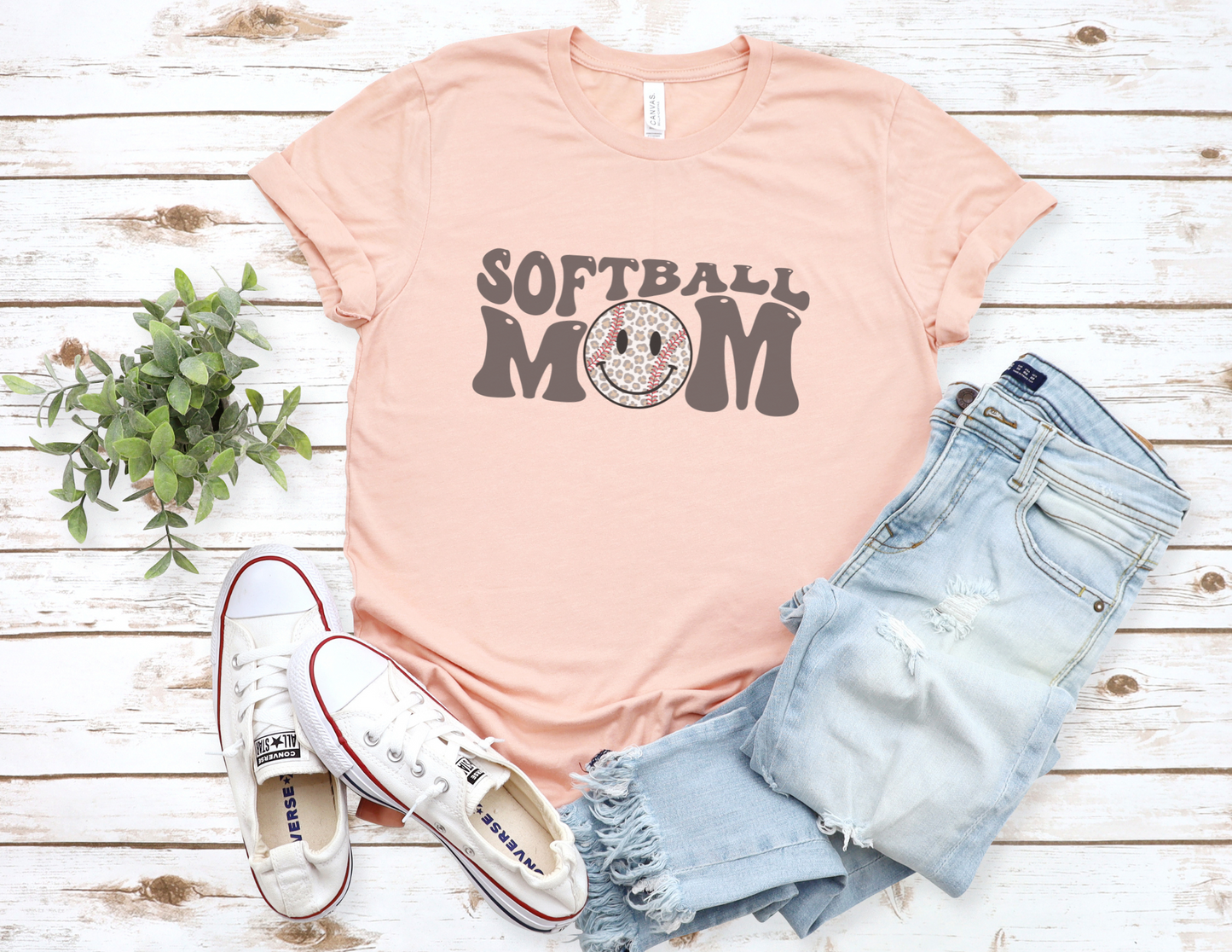 Vintage Groovy Softball Mom T-Shirt