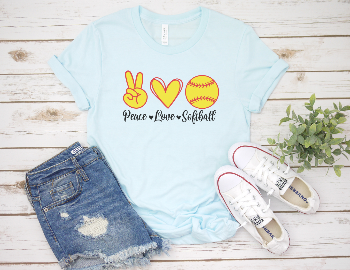 Love Peace Softball T-Shirt