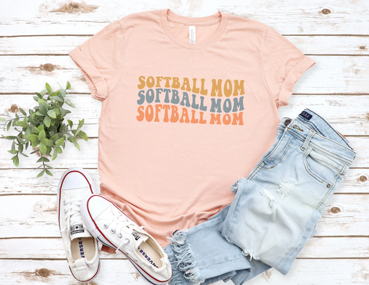 Wavy Softball Mom T-Shirt