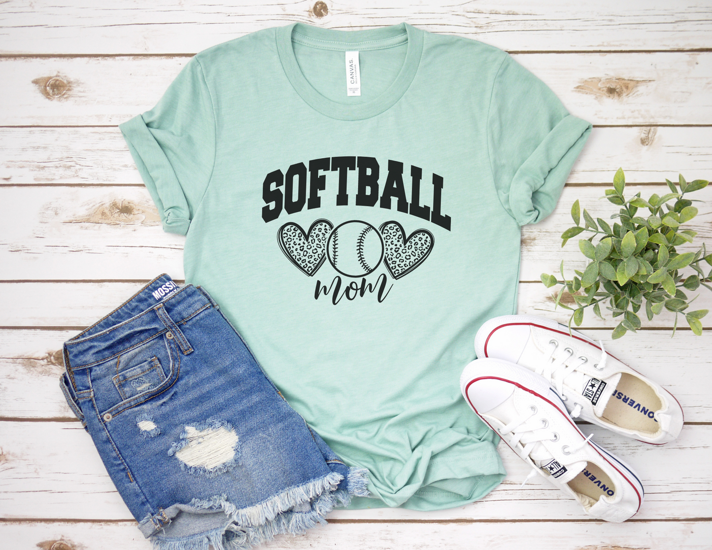 Cheetah Softball Mom T-Shirt