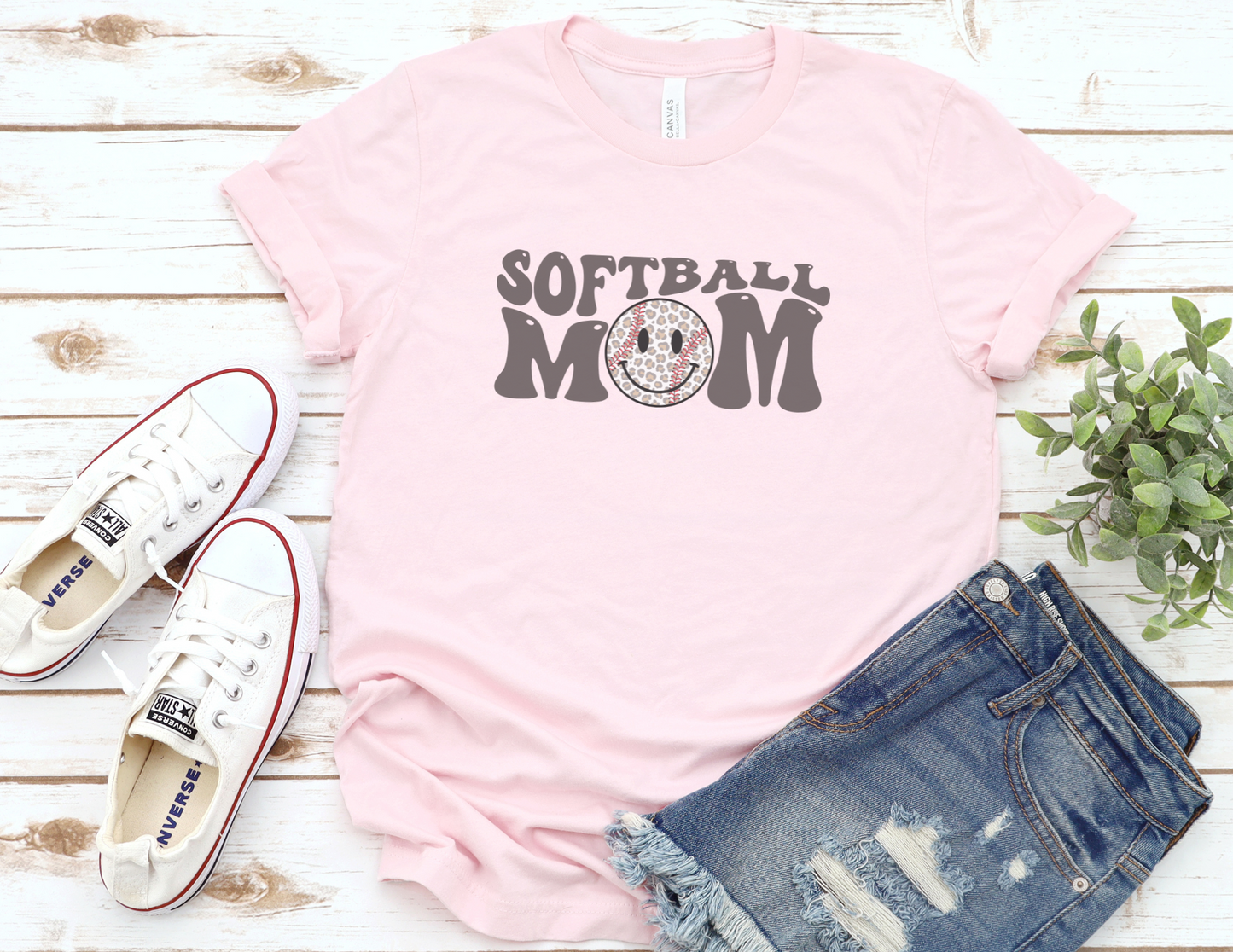 Vintage Groovy Softball Mom T-Shirt
