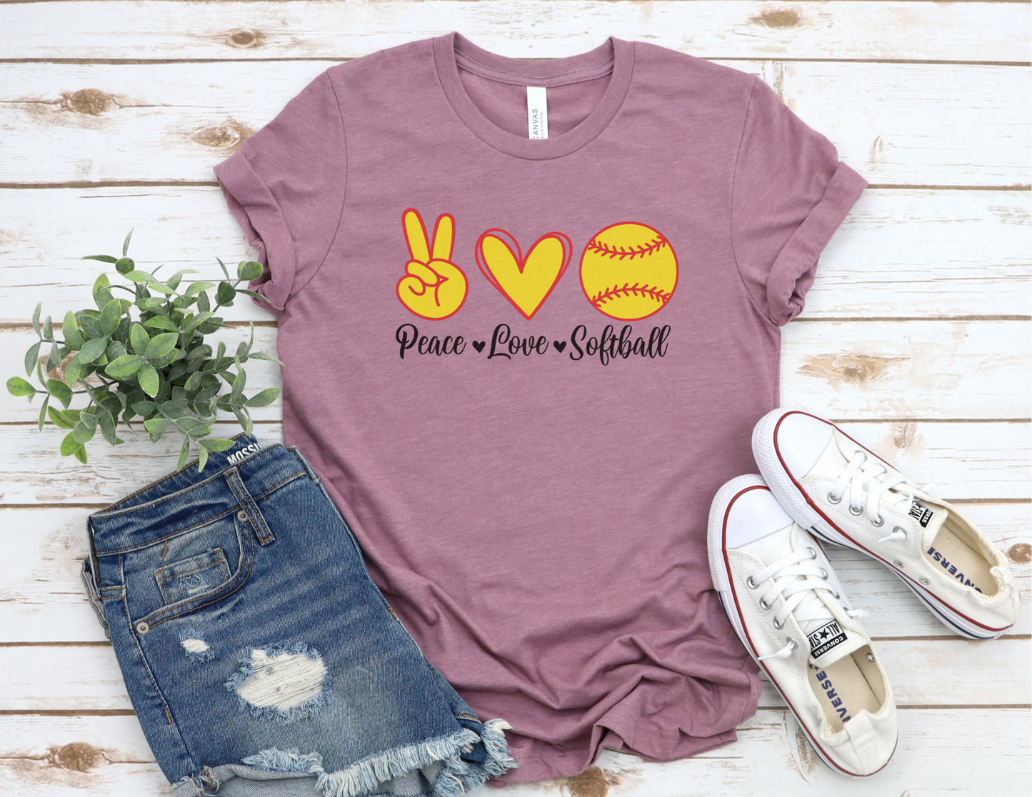 Love Peace Softball T-Shirt