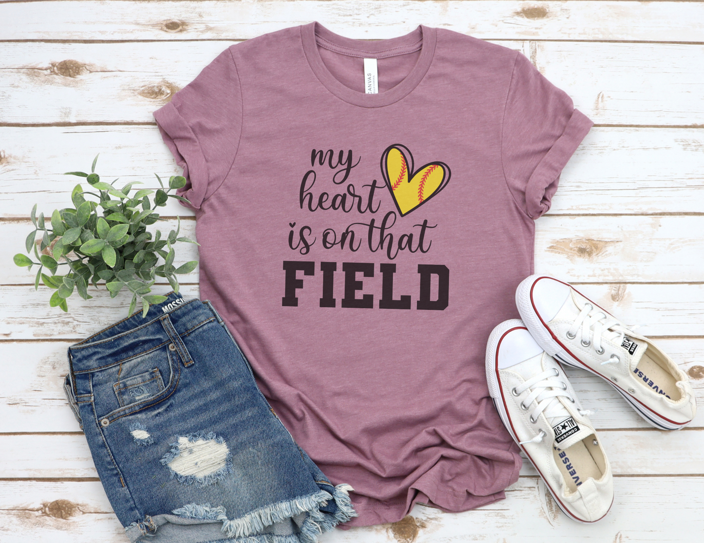 My Heart is On That Field Softball T-Shirt