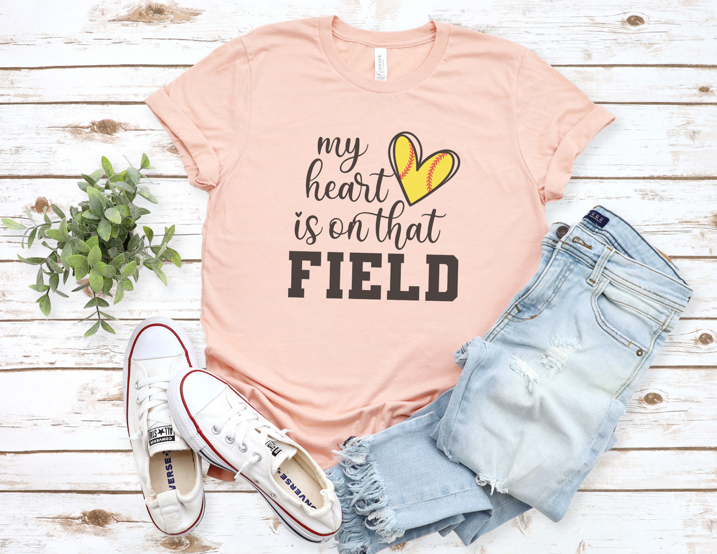 My Heart is On That Field Softball T-Shirt