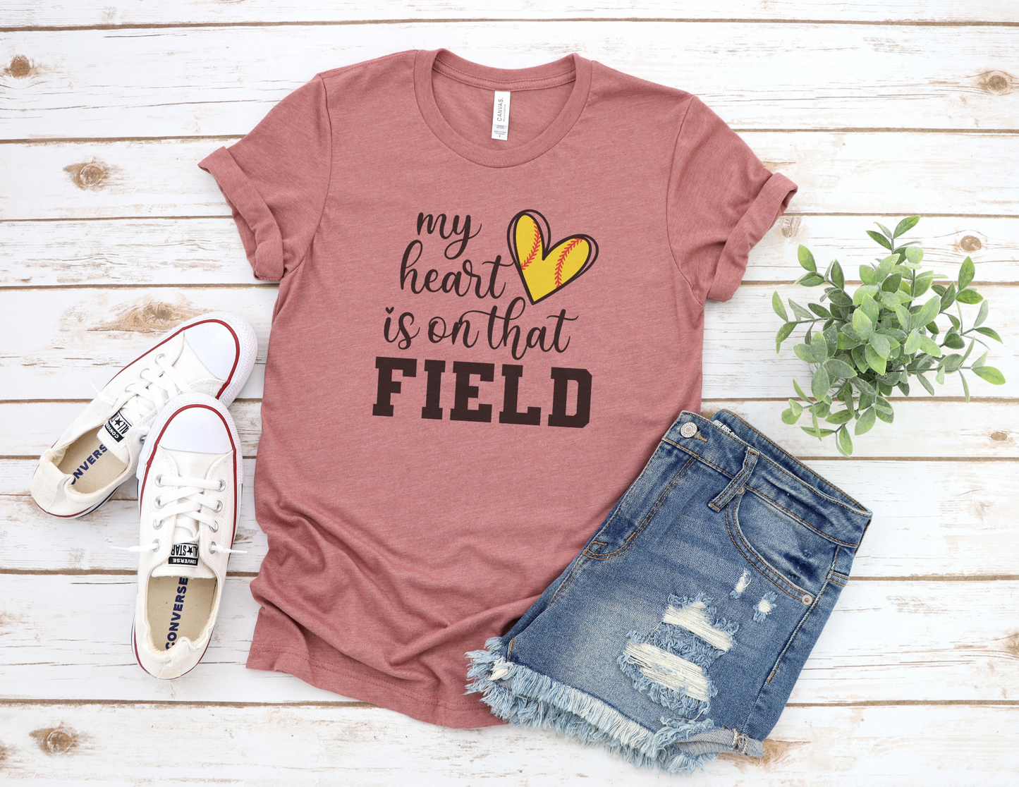 My Heart is On That Field Softball T-Shirt