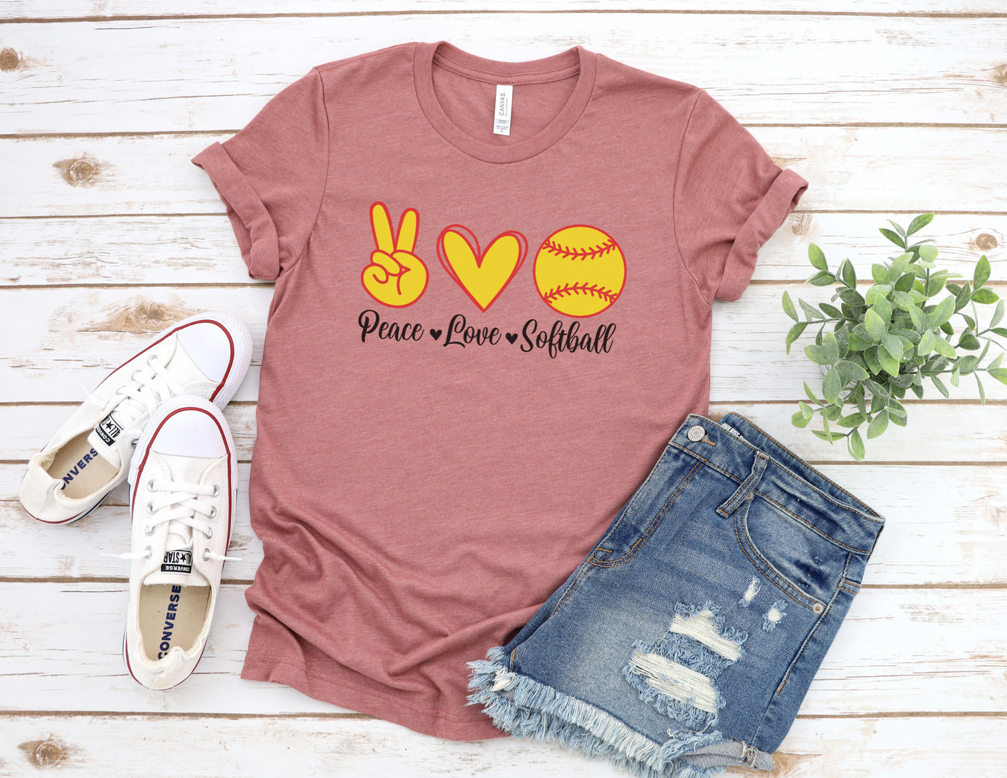 Love Peace Softball T-Shirt