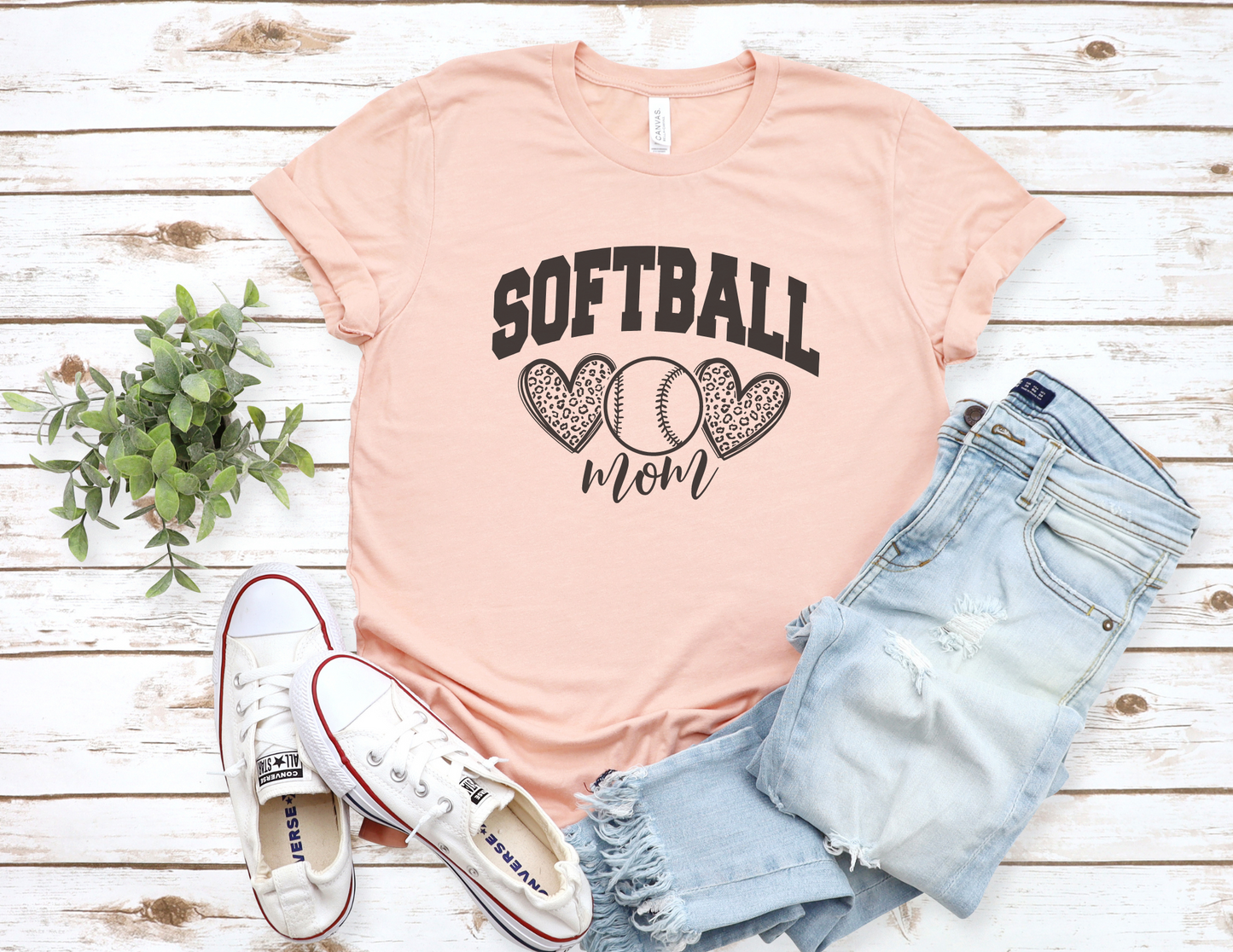 Cheetah Softball Mom T-Shirt