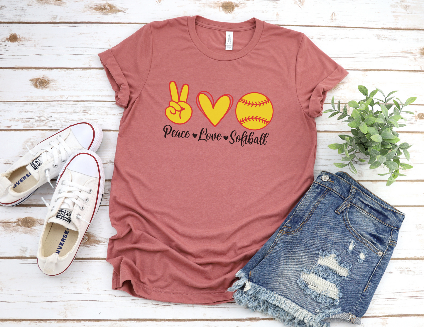 Love Peace Softball T-Shirt