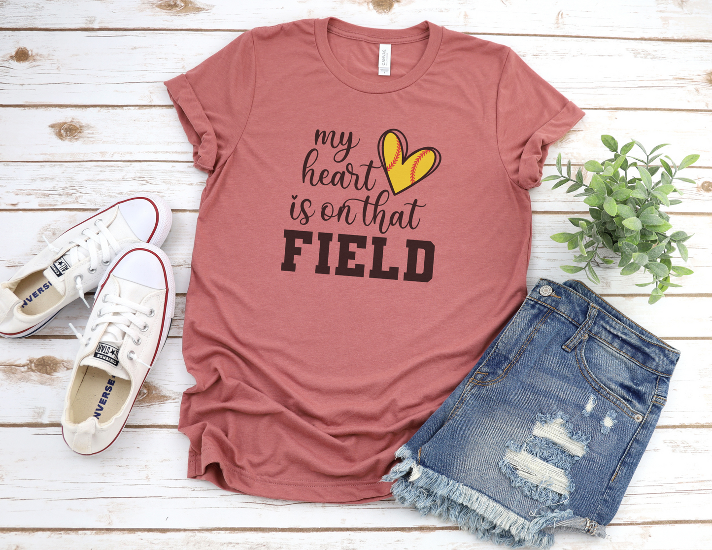 My Heart is On That Field Softball T-Shirt