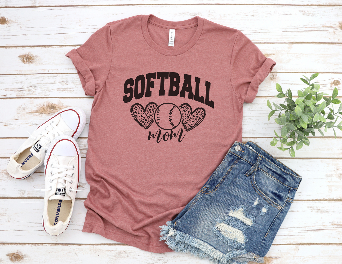 Cheetah Softball Mom T-Shirt
