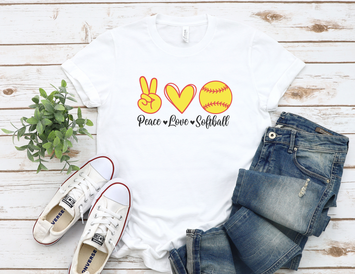 Love Peace Softball T-Shirt