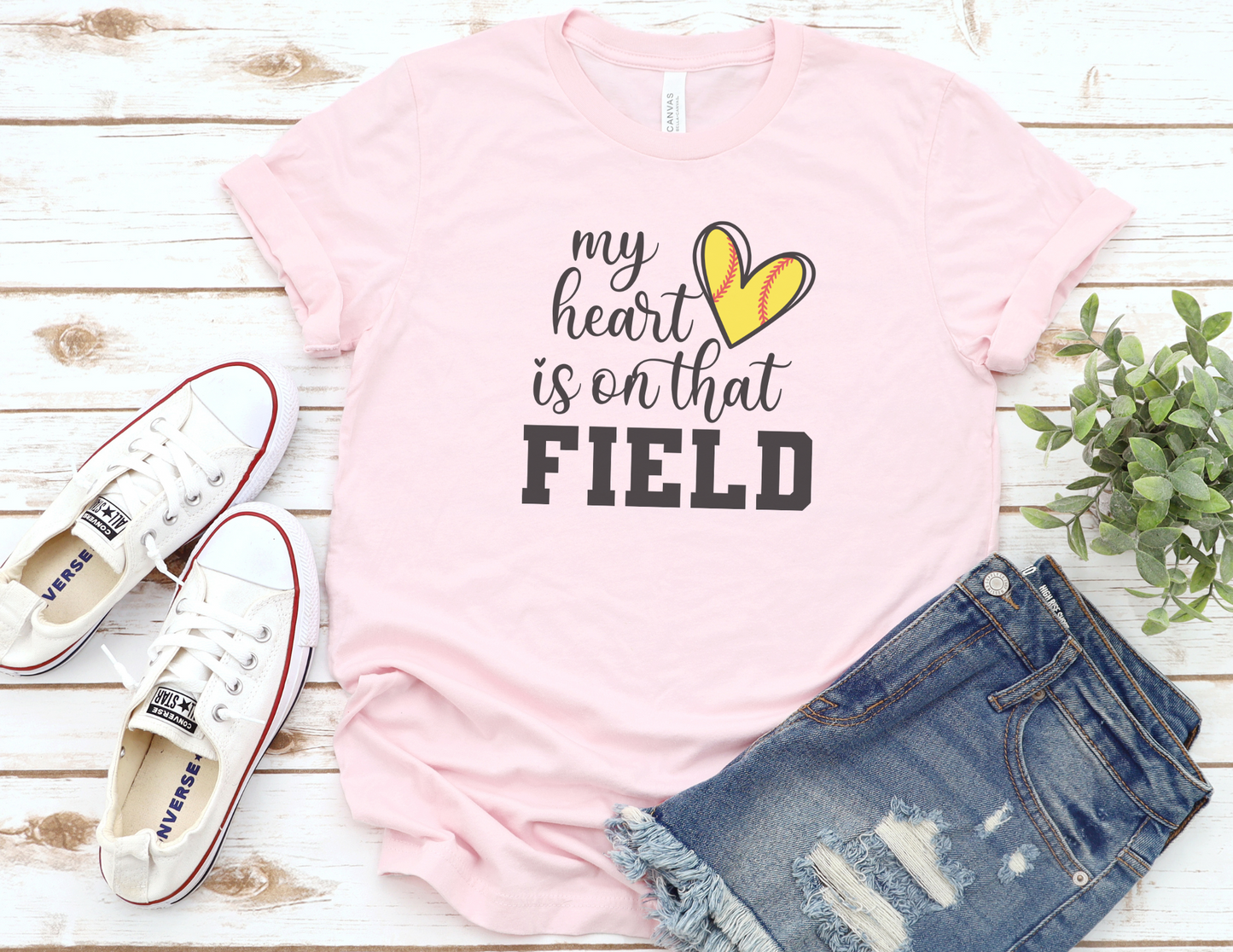 My Heart is On That Field Softball T-Shirt