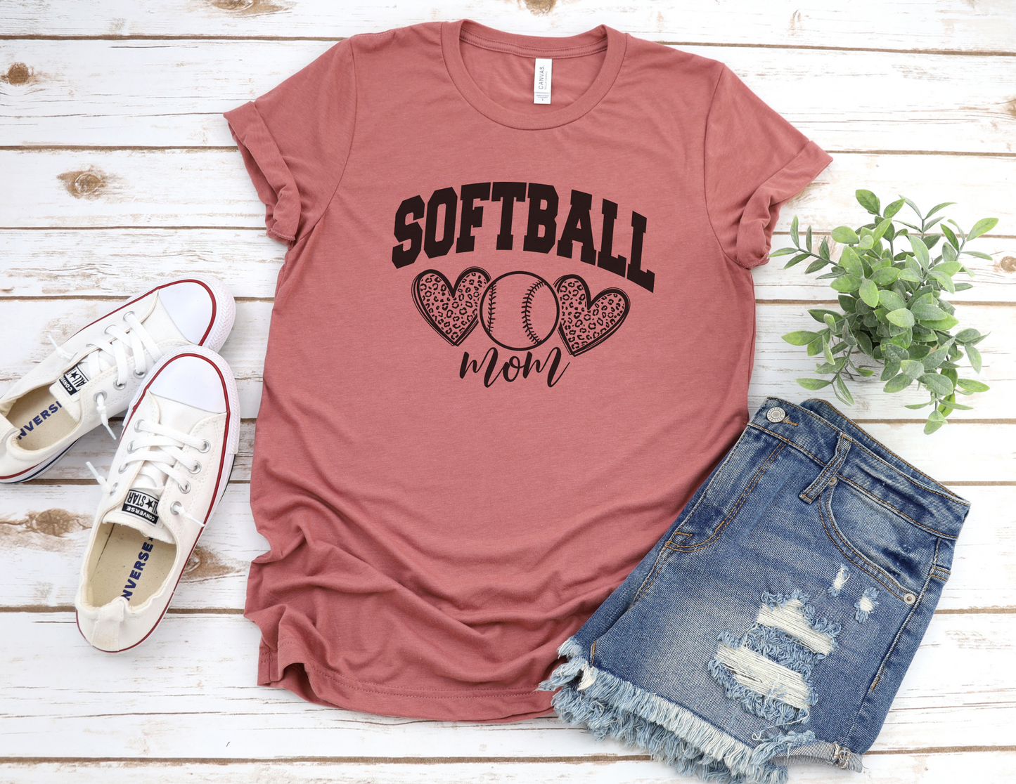 Cheetah Softball Mom T-Shirt