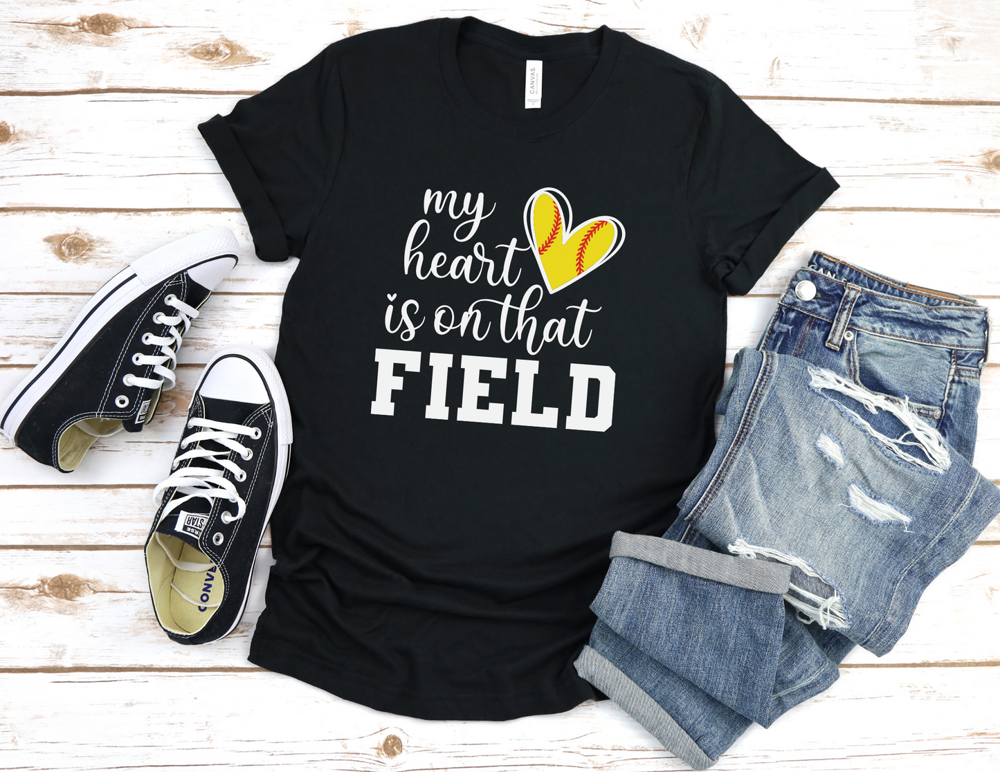 My Heart is On That Field Softball T-Shirt