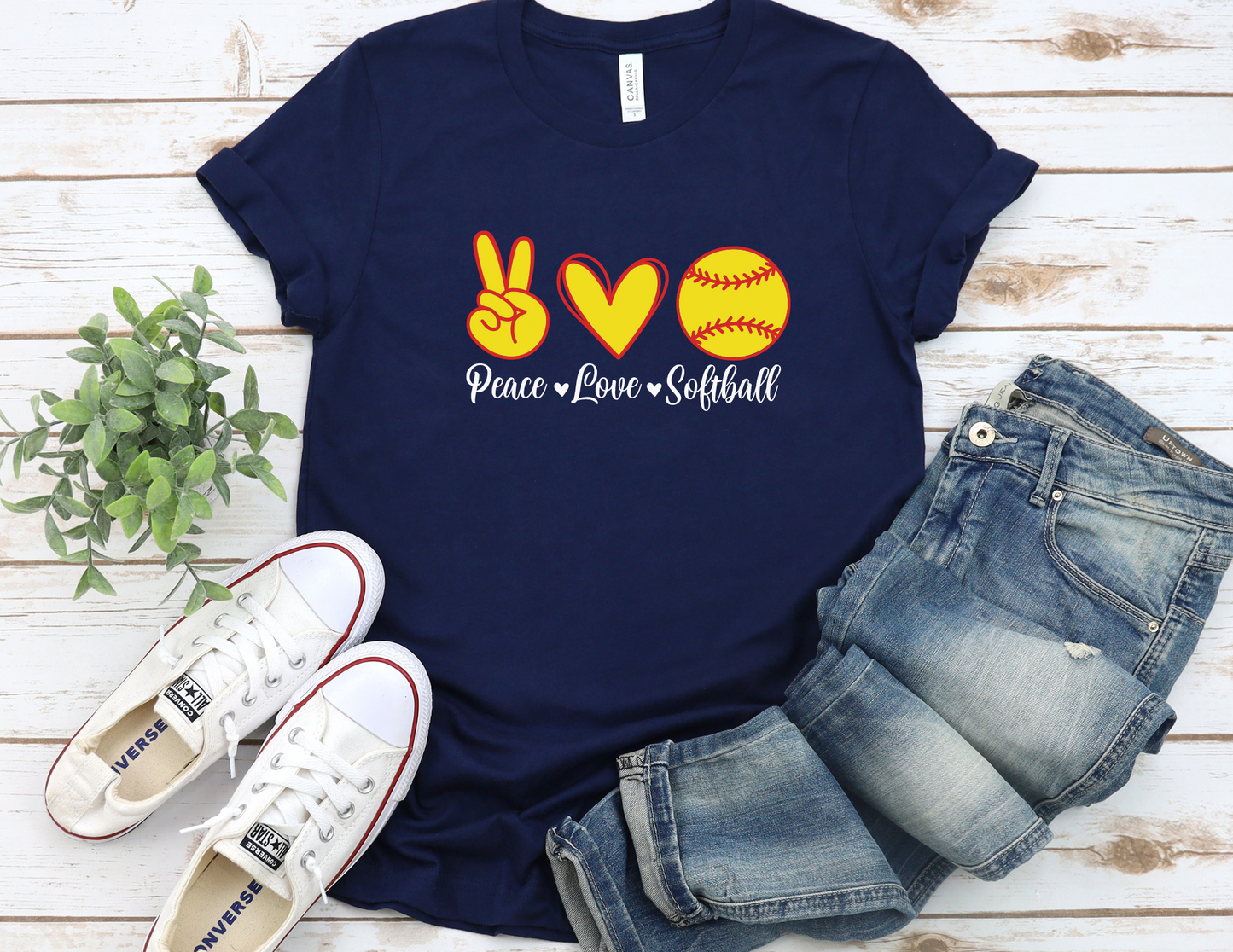 Love Peace Softball T-Shirt